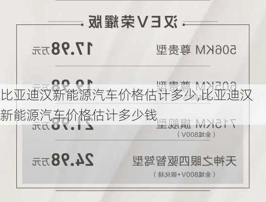 比亚迪汉新能源汽车价格估计多少,比亚迪汉新能源汽车价格估计多少钱