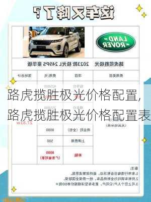 路虎揽胜极光价格配置,路虎揽胜极光价格配置表