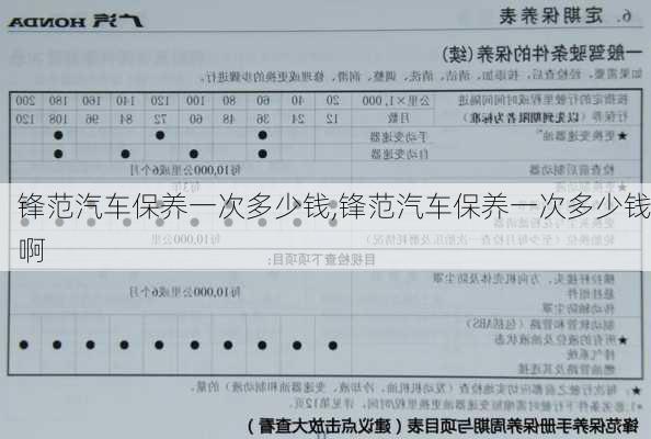 锋范汽车保养一次多少钱,锋范汽车保养一次多少钱啊