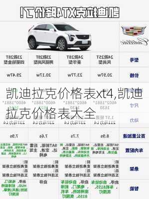 凯迪拉克价格表xt4,凯迪拉克价格表大全