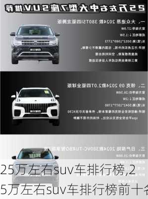 25万左右suv车排行榜,25万左右suv车排行榜前十名