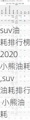 suv油耗排行榜2020小熊油耗,suv油耗排行 小熊油耗