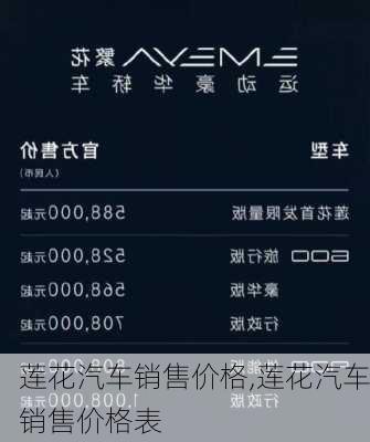 莲花汽车销售价格,莲花汽车销售价格表