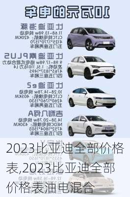 2023比亚迪全部价格表,2023比亚迪全部价格表油电混合