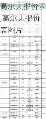 高尔夫报价表,高尔夫报价表图片