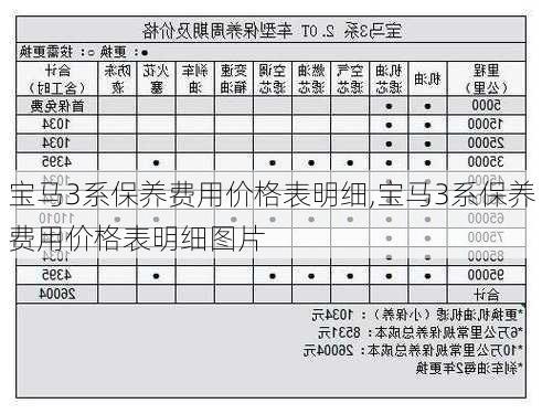 宝马3系保养费用价格表明细,宝马3系保养费用价格表明细图片