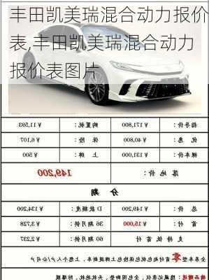 丰田凯美瑞混合动力报价表,丰田凯美瑞混合动力报价表图片