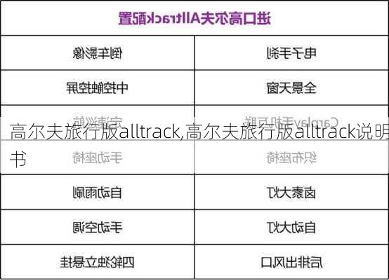 高尔夫旅行版alltrack,高尔夫旅行版alltrack说明书