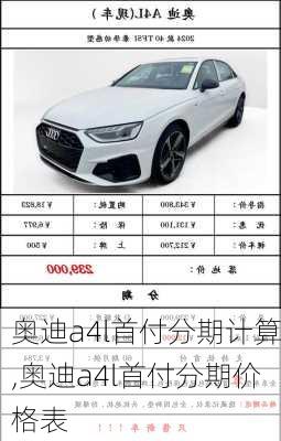 奥迪a4l首付分期计算,奥迪a4l首付分期价格表