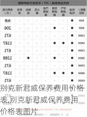 别克新君威保养费用价格表,别克新君威保养费用价格表图片