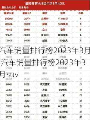 汽车销量排行榜2023年3月,汽车销量排行榜2023年3月suv