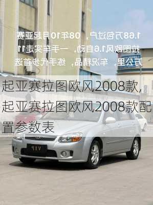 起亚赛拉图欧风2008款,起亚赛拉图欧风2008款配置参数表