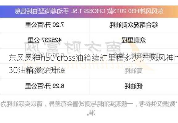 东风风神h30 cross油箱续航里程多少,东风风神h30油箱多少升油