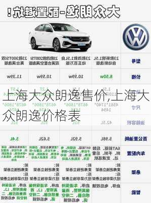 上海大众朗逸售价,上海大众朗逸价格表
