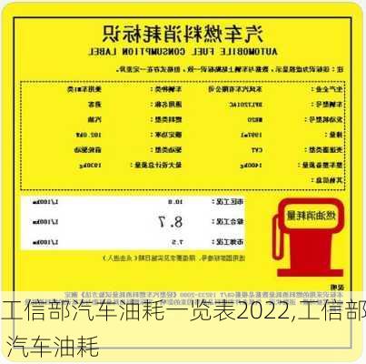 工信部汽车油耗一览表2022,工信部 汽车油耗