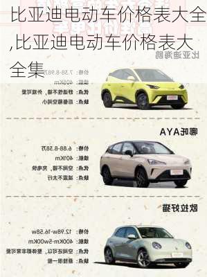 比亚迪电动车价格表大全,比亚迪电动车价格表大全集