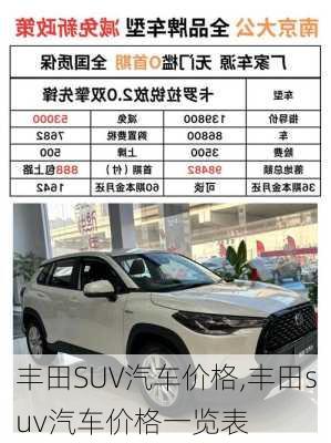丰田SUV汽车价格,丰田suv汽车价格一览表